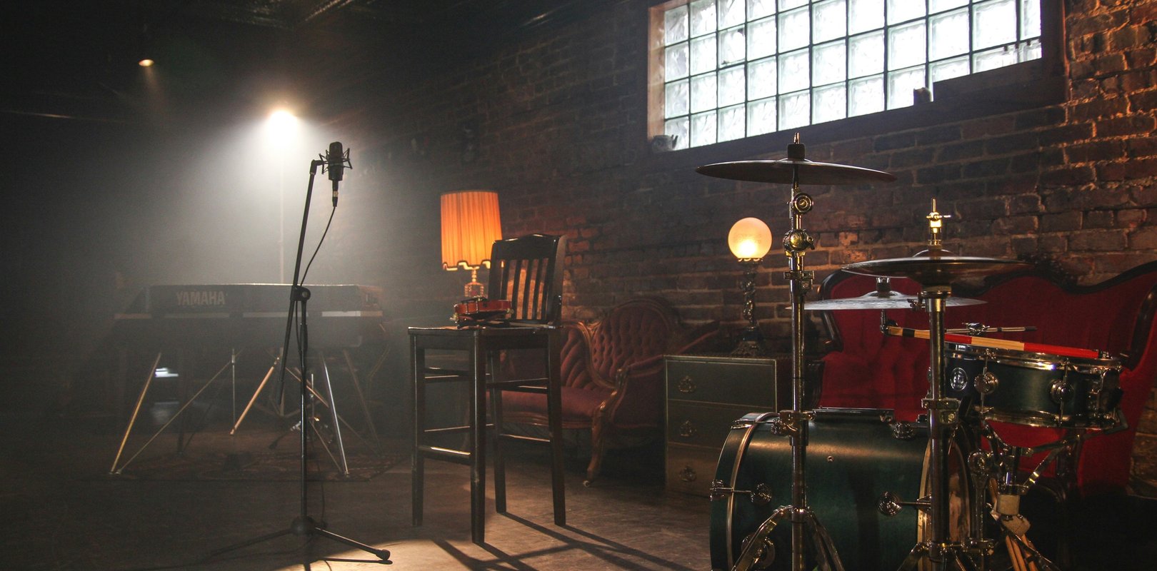 A moody recording studio